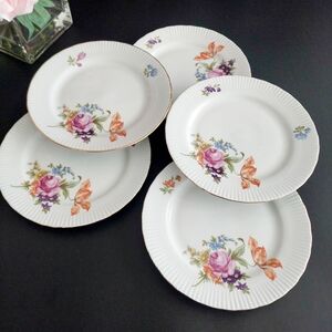 JLMenau Graf Von Henneberg German Porcelain Salad Plates Set 5 HEP1 1960s